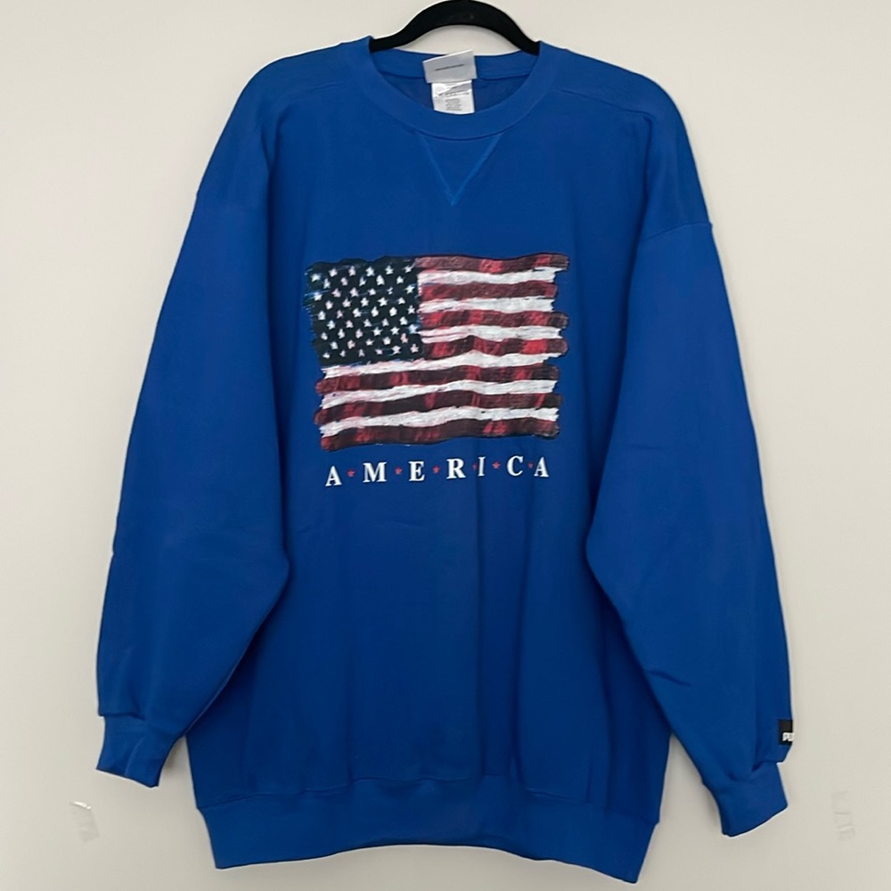 NWT Puma America Flag Blue Sweatshirt Mens Size XL